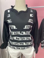 Napatcha เสื้อแฟชั่น ผ้าลายแขนยาว ผ้าไหมอิตาลีพิมพ์ลาย Newyork