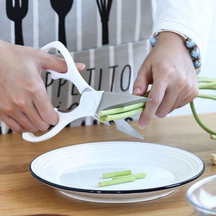 kitchen-scissors-stainless-steel-กรรไกรตัดอาหาร-กรรไกรสแตนเลส-กรรไกรทำครัว-กรรไกรหั่นผัก-กรรไกรหั่นไก่-กรรไกรตัดหมู-ใช้-เปิดขวด-บีบถั่ว