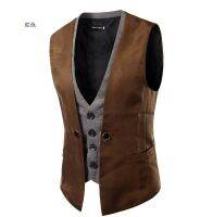 [COD] 2022 new spring and summer mens personalized plaid stitching fake two-piece single-breasted casual five-color vest