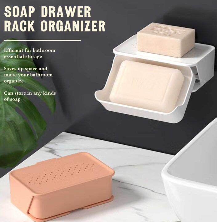 MEETT Drawer Style Soap Rack Multifunction Double Layer Soap Rack