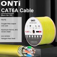 สายเคเบิลเครือข่าย CAT6A Onti S/ftp 4PR 23AWG LSZH 10Gbps 500Mhz สายทองแดงป้องกันสองชั้นปราศจากออกซิเจน LSZH รองรับสายเคเบิลอีเทอร์เน็ต FTTH