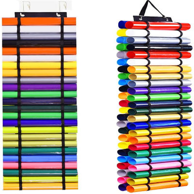 Vinyl Roll Holder Vinyl Roll Storage Rack Wall Mount Craft Vinyl Roll Organizer Partitions Hanging Pocket Behind The Door