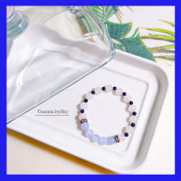 สร้อยข้อมือหินนำโชค บลูเรซอาเกต (Blue Lace Agate) ทรายเงิน (Blue sand stone) หินแห่งความร่ำรวยเงินทอง หยกขาว (White jade) หินแห่งสุขภาพ กำไลหิน (Bracelet stone)