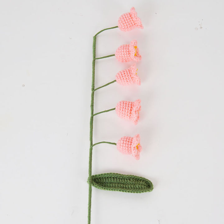 ทอด้วยมือลิลลี่แห่งหุบเขาช่อดอกไม้นิรันดร์โครเชต์ขนแกะผลิตภัณฑ์สำเร็จดอกไม้เทียมแฟนวันวาเลนไทน์-thuilinshen