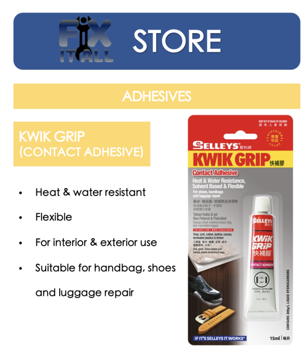 Selleys Kwik Grip Contact Adhesive for Vinyl Cork Rubber Leather Canvas Laminated Plastic