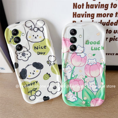 Phone Case เคส Samsung Galaxy A14 A24 4G A34 A54 5G LTE A04 A04e A04s A03s A02s A03 A02 ป้องกันเลนส์ดอกทิวลิปฝาหลังซิลิโคนนิ่ม2023