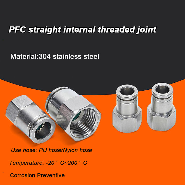5ea-ขั้วต่อท่อก๊าซเสียบสแตนเลสสตีลรวดเร็ว304นิวเมติกหัวต่อคอมพิวเตอร์เกลียวด้านใน-pcf4ตรง-6-8-10-12-m5-01-02-03-04อุณหภูมิสูงและแรงดันสูง