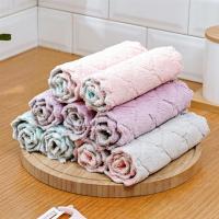 【cw】5PCS Microfiber Kitchen Dish Cloth Super Absorbent High-efficiency Kitchen Cleaning Cloths Non-stick Oil Dish Towel Gadgets ！