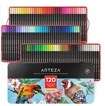 Arteza TwiMarkers, Set of 48 Colors, Dual Tip Sketch Markers, with Fine & Brush