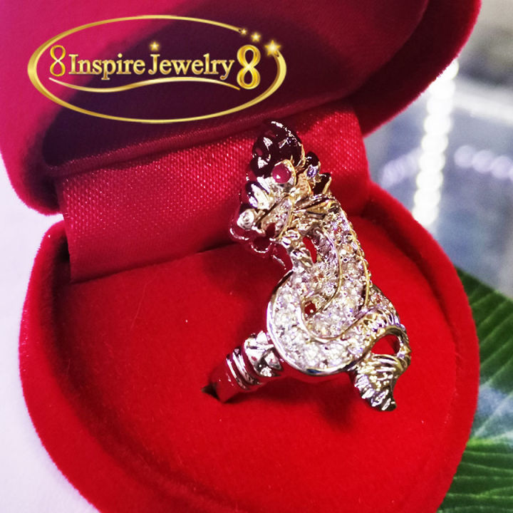 inspire-jewelry-แหวนพญานาคฝังเพชร-cz-ตาทับทิม-สวยงามมาก-สีเงิน-ราคาไมรวมกล่องนะคะ