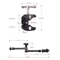 ส่งฟรี 11นิ้วอย่างชัดเจนแขนเมจิก + ซูเปอร์หนีบปูคีมคลิปสำหรับกล้อง 11inch Articulating Magic Arm + Super Clamp Crab Plier Clip อุปกรณ์เสริมกล้อง