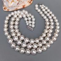 YYGEM 16.5" -20" 3 Rows 8-16mm White Round Sea Shell Pearl Graduated choker Necklace Multi Layers Jewelry