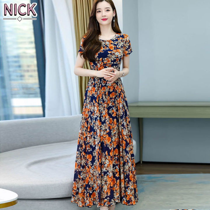 NICK ĐẦM Cho Nữ, Đầm Dài Đi Biển Đầm Ngắn Tay Cổ Tròn Cỡ Lớn MM ...