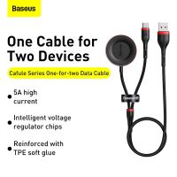 Baseus 5A USB C Cable for Huawei Watch GT Charging Dock Phone Charger Cable for Samsung S20 S10 2in1 USB Type C Cable Data Cord