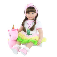 60 CM Soft Silicone Reborn Toddler Doll Toy For Girl Long Hair Princess Baby With Cloth Body Alive Bebe Dress Up Birthday Gift