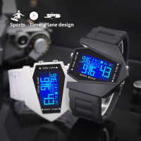 Jam Tangan Digital เด็กนาฬิกา LED สำหรับนักเรียนอากาศยานเครื่องบินทิ้งระเบิดนาฬิกาสายรัดซิลิโคน Jam Tangan Digital ดิจิตอล LED กีฬา