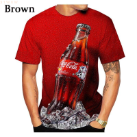 Cool (สต็อกเพียงพอ) Coca-Cola Red Coke Hiphop 3D Print Women Men Summer Shirt Casual short sleeve 05คุณภาพสูง size:S-5XL