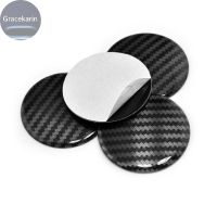 Style car 4pcs 50mm Carbon Fiber Stripe Car Emblem Hub Wheel Center Cap Cover Sticker