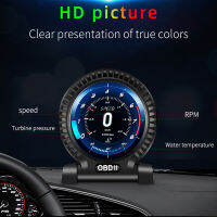 เครื่องสแกน OBD2 Scanner บนรถ F10เครื่องสแกนเนอร์ HUD เครื่องวัดระยะทางดิจิทัลรถยนต์แรงดันไฟฟ้า DTCS RPM เตือนจอแสดงผลอุณหภูมิน้ำมัน