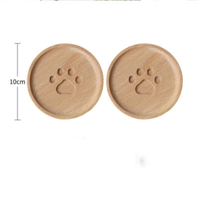1Set Nordic Style Beech Paw Pattern Wood Round Mug Coasters Tea Coffee Cup Mat Placemat Home Decoration Kithen Accessories