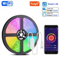 Led สมาร์ท Wifi หลอดแผงไฟ RGB 5050เทป Led Tuya สมาร์ทไลฟ์แอปควบคุมการทำงานกับ Alexa Google Home สำหรับโคมไฟ LED แถบตกแต่งห้องจัดปาร์ตี้