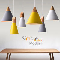 Nordic Wood Pendant Lights Multicolor Aluminum Lamp Shade Pendant Lamps for Dining Room Home Combined Bar Real Lighting Fixture