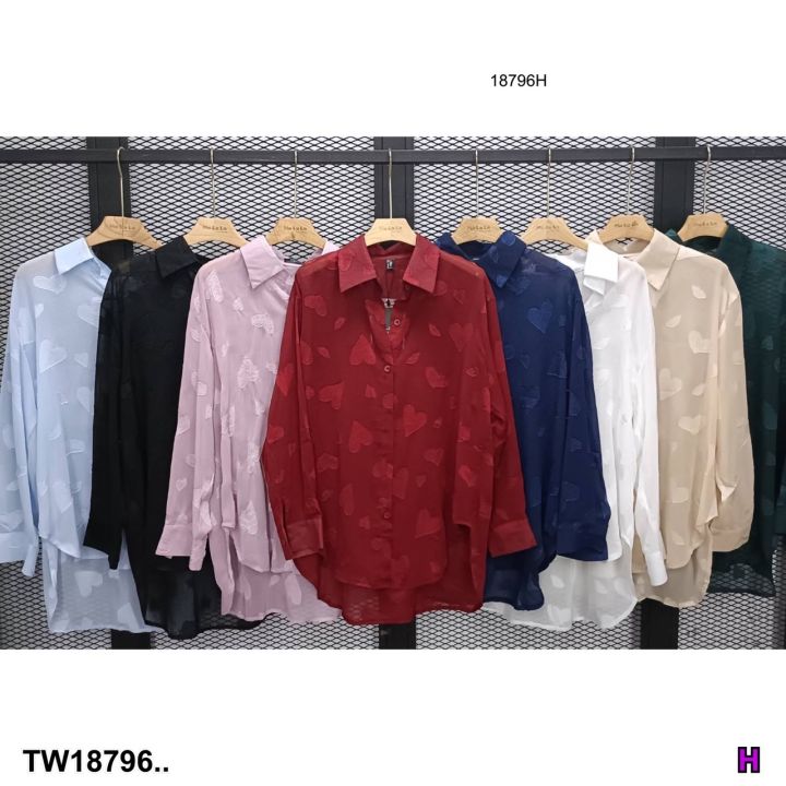 tw18796-เสื้อเชิ้ตลายหัวใจ