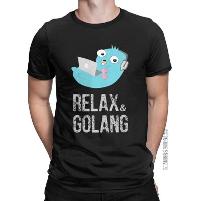 Relaxing Gopher Golang Go T Shirt Men Cotton Casual T-Shirts Crewneck Tee Shirt Classic Short Sleeve Tops Graphic Printed