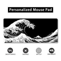 Mouse pad Black Great Wave Extended mousepad Waterproof Non-Slip design Precision stitched edges Cute deskmat Personalised large gaming mouse pad