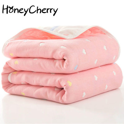 2021HoneyCherry Summer Baby Thin Quilt Newborn Comforter Baby Six-layer Gauze Bath Towel For Children Baby Blankets(size 80*80)