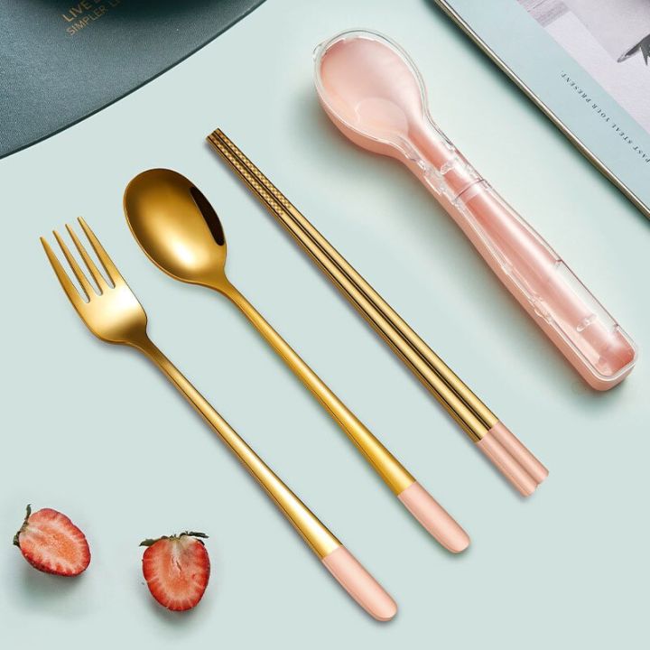 2-3pcs-portable-tableware-set-304-stainless-steel-spoon-fork-chopsticks-outdoor-travel-picnic-cutlery-set-kitchen-supplies-flatware-sets