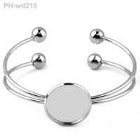 Stainless Steel Bracelet Bangle Round Blank Base Fit 18mm 20mm Cabochon Cameo Bases Trays Bezel Setting for DIY Jewelry Making