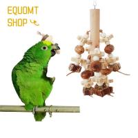 EQUOMT ไม้ป้องกันรอยขีดข่วนสำหรับนกของเล่นจับเหยื่อไม้ทนต่อการกัดอุปกรณ์ของเล่นสำหรับนกของเล่นเชือกกัดสำหรับสุนัขนกแขวนได้ของเล่นสำหรับนกแก้วมาคอว์