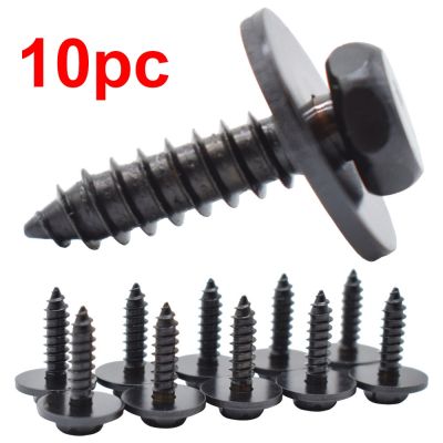 ■☃ 10pc 5mm License Plate Screws Universal Car Auto Self-Tapping Screw Bolt Hex Washer Head Black Car Accessories