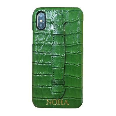 Solque Genuine Leather Ultra Thin Case For iPhone X XS Max 7 8 Plus Cell Phone Luxury Crocodile Hand Strap Slim Hard Cover Cases