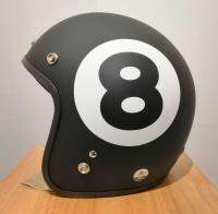 หมวกกัน​น็อค 5 เป้ก Number 8​ Open face helmet Matte Black  ฟรีแก้ปหมวก by JTM