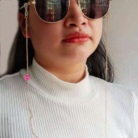 Fashion Woman Sunglasses Chain Red Lip Lipstick Pendant Anti-Falling Glasses Eyeglass Cord Necklace Gold Color