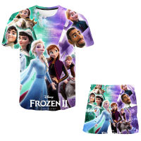 3D Cartoon Anna Kids Boys Girls Sets 2023 Frozen New Summer Baby Tops Shirt Clothing 3 4 5 6 7 8 9-14 Years