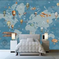 Custom Photo Wall กระดาษ3D การพิมพ์การ์ตูน World Mapde Corative ภาพวาดพื้นหลังวอลล์เปเปอร์ Mural