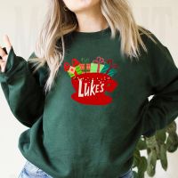 เสื้อสเวตเชิ้ต Gilmore Girls Lukes สำหรับนักรับประทานอาหารไฟประดับคริสต์มาสมีฮู้ดกราฟิกทีวีโชว์แรงบันดาลใจในเสื้อกีฬาคอกลมคริสต์มาส