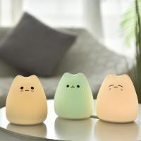 Nightlight LED lamps Indoor Mini Cute Cartoon Cat Pat Soft Silicone Bedside Lights For Household Kids Toy Gifts Room Decor Lamp