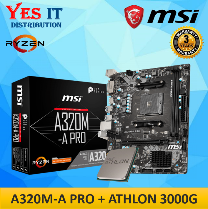 [COMBO SET] MSI A320M-A PRO M-ATX SOCKET AM4 RYZEN MOTHERBOARD + AMD ...