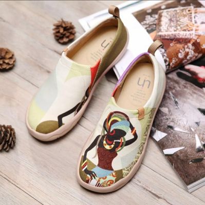 UIN fashion retro sports art casual sneakers travel shoes AFRICAN LADY Artist Paint Women Canvas Shoes