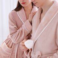 【LZ】✲﹍  Lapela inverno quente robe coral velo quimono roupão de banho com cinto de flanela loverswear sleepwear ultra long nightwear loungewear