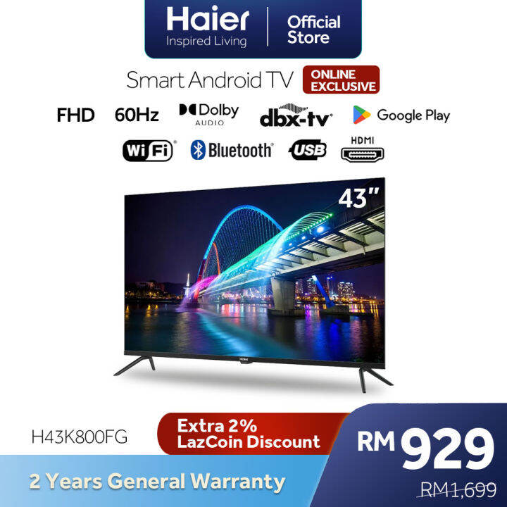 [Coming Soon] Haier 43" FHD Dolby Audio Android TV H43K800FG | Lazada