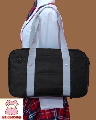 กระเป๋านักเรียนญี่ปุ่น สีดำ Black Japanese School Bag Tote Bag กระเป๋าช้อปปิ้ง กระเป๋าสะพายบ่า กระเป๋าใส่โน้ตบุ๊ค กระเป๋าใส่แลปท้อป