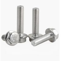 2-10PCS M4 M5 M6 M8 M10 M12 A2-70 304 Stainless Steel GB5787 Hexagon Head with Serrated Flange Cap Screw Hex Washer Head Bolt Nails Screws Fasteners