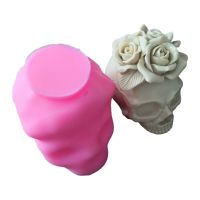 3D Rose Flower Skull Epoxy Resin Mold Home Decorations Ornaments Casting Silicone Mould DIY Crafts Plaster Candle Making Tools