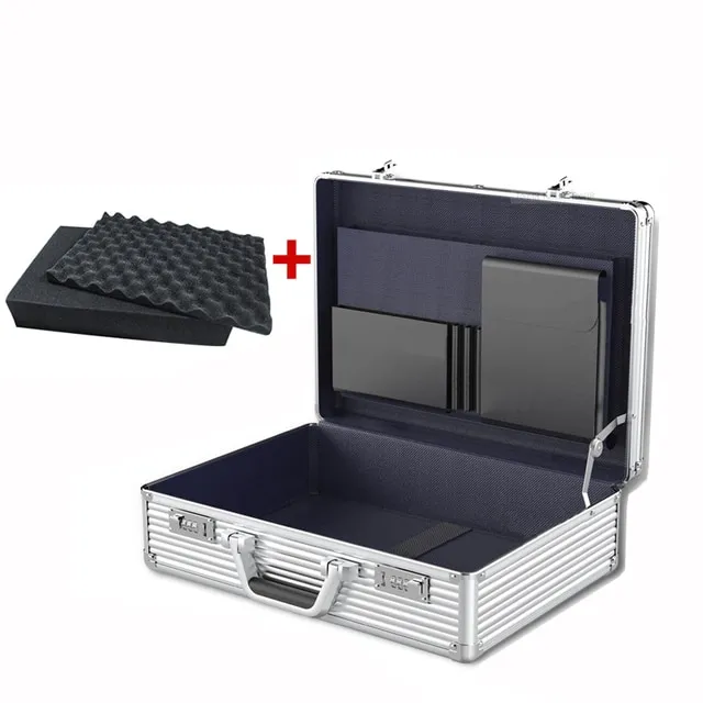 🎒 Aluminum Briefcase Tool Box Outdoor Tool Case with Pocket Tool Boards hardware tools Storage