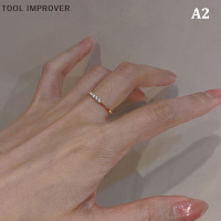 TOOL IMPROVER แหวนพลอยเทียมรูปหัวใจแฟชั่นใหม่แหวนน่ารักปรับขนาดได้สำหรับงานแต่งงานงานหมั้นของขวัญเครื่องประดับผู้หญิง